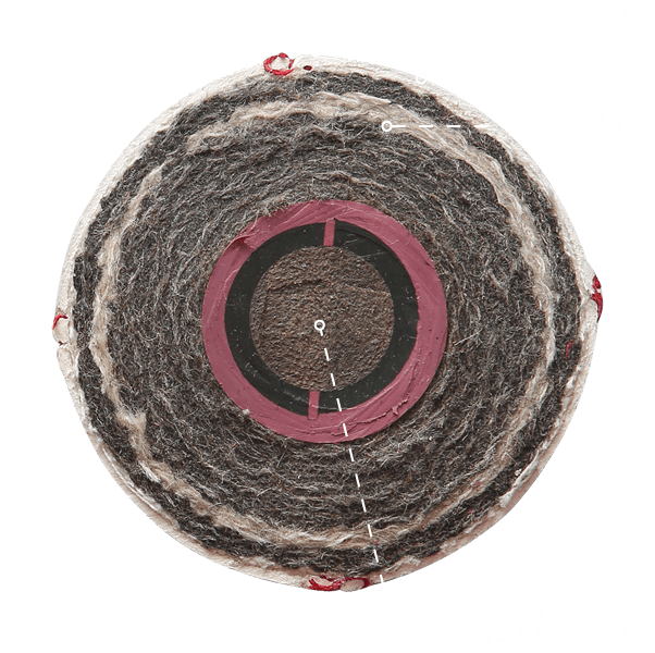 Cross section of a baseball