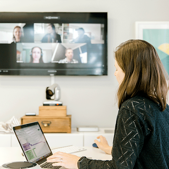 Photo of Focus Lab team members in a zoom meeting.