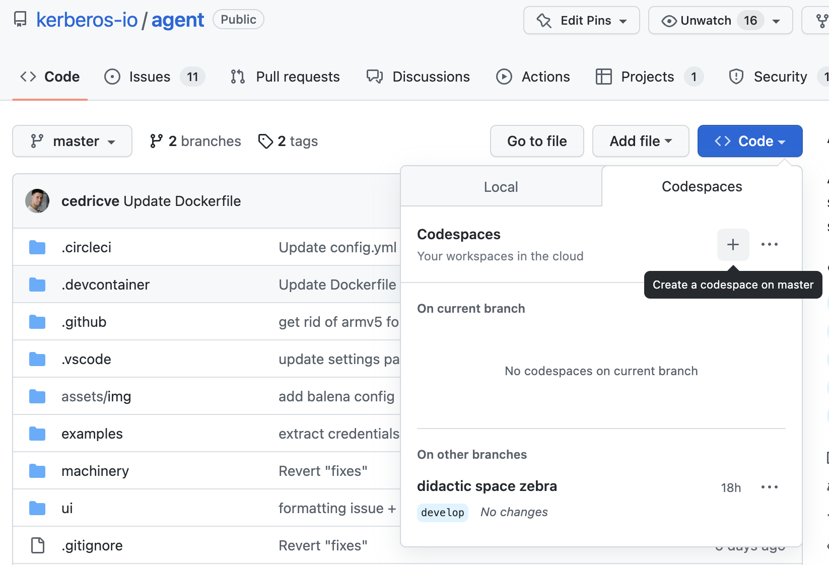 Kerberos Agent codespace