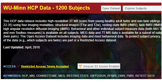 Wu-Minn HCP Data Release: ConnectomeDB web interface