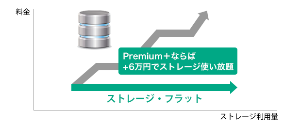 Premium+ならば＋6万円でストレージ使い放題