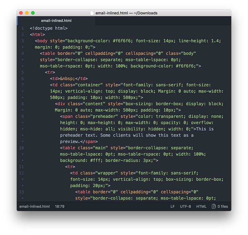 Code with inlined CSS