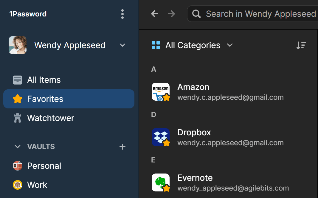 1Password 8 for Windows in Dark Mode