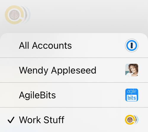 The dropdown menu open with a Work Stuff collection selected.