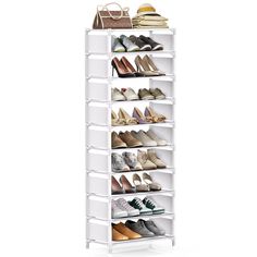 PRICES MAY VARY. Sturdy and Durable Design with Side Panels: 10 tier tall shoe rack narrow is made of corrosion-resistant metal pipes, high-quality pp connectors and waterproof non-woven fabric layers. Shoe organizer structure is exceptionally stable, suitable for placing various items and built to last. Equipped with side panels, it ensures that shoes stay securely in place without falling off Shoe Storage: Sturdy narrow shoe rack can hold 2 pairs of adult shoes per shelf. Each tier can support Shoe Rack Tall, Shoe Tower, Small Shoe Rack, Vertical Shoe Rack, Space Saving Shoe Rack, Shoe Stand, Narrow Shoe Rack, Entryway Closet, White Closet