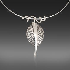 Silver Necklace - Sterling silver textured and oxidized pendant with a bright silver accent. A high polished sterling silver tendril bail attaches the pendant to your choice of a 16 or 18 sterling silver omega chain neck wire. Lobster clasp closure. Folded Metal Jewelry, Art Clay Silver Jewelry, Silver Clay Jewelry Ideas, Hebrew Jewelry, Elm Leaf, Cage Ring, Pmc Jewelry, Silver Jewelry Necklaces, Art Clay Silver