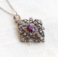 Ruby Diamond Necklace, Platinum Chain, Victorian Pendants, Edwardian Jewelry, Magical Jewelry, Ruby Necklace, Antique Necklace, Ruby Jewelry, Victorian Jewelry