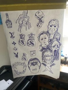 a piece of paper that has some drawings on it