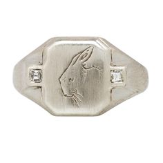 Lepus Nocturnis Silver Signet Ring, A Bunny, Tiny Diamond, Funky Jewelry, Jewelry Inspo, Dream Jewelry, Ring Collections, Hand Engraving, Signet Ring