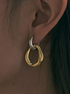 Original Creation Geometric Earrings Accessories GOLD-One_size Hoop Earrings Aesthetic, Mixed Metal Jewelry, Chic Earrings, Dope Jewelry, Earrings Accessories, Jewelry Lookbook, Jewelry Photography, Elegant Necklaces, Girly Jewelry