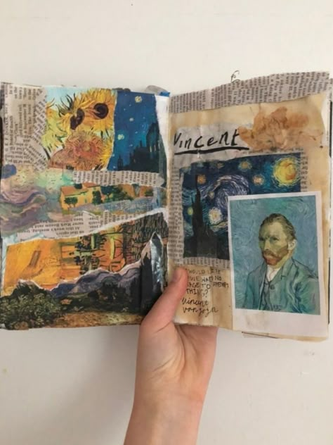 van gogh? van woahh #art Aesthetic Journal Ideas, 20 Aesthetic, Gcse Art Sketchbook, Collage Kunst, Journal Entry, Aesthetic Journal, Colossal Art, Kunst Inspiration, Art Journal Therapy