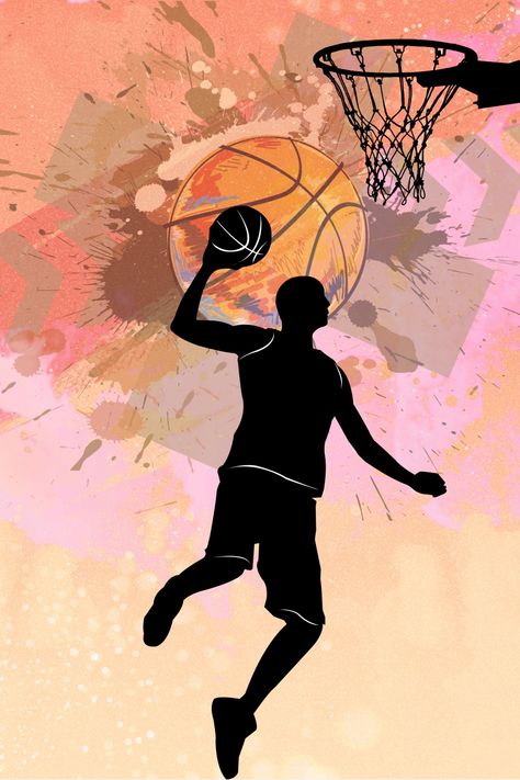 Basketball Shadow, Sports Illustrations Art, Basketball Painting, Basketball Drawings, Shadow Design, Basketball Background, Sports Drawings, Sports Painting, Fashion Illustration Watercolor