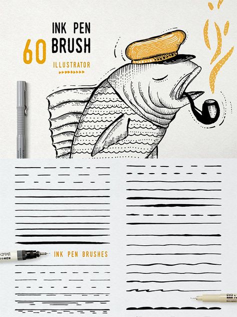 Ink Pen Brush vector Illustrator Brushes Free Download, Illustrator Brushes Free, Adobe Illustrator Brushes, Graphic Deisgn, Tattoo Style Art, Food Logo Design Inspiration, Illustrator Brushes, Vector Brush, Procreate Brushes Free