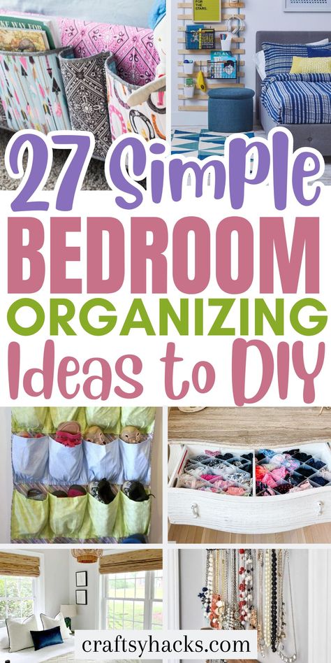 Sometimes all you need is some bedroom organizing ideas and tips to take your home organization to a whole new level. Organizing ideas for the home can be simple but powerful.  These particular organizing hacks are just what you need. Storage Ideas For Bedrooms Organizing, Organization Ideas For The Home Bedroom, How To Organize Your Room, Organization Ideas For Small Bedrooms, Organizing Ideas For Bedrooms, Bedroom Organization Hacks, Diy Clothes Organiser, Small Bedroom Hacks, Diy Organization Ideas