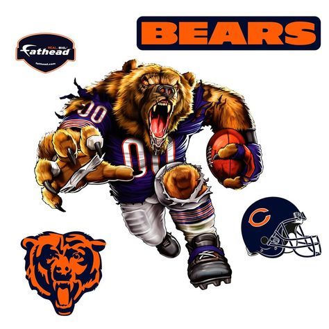 You're a dedicated Chicago Bears fan and love to flaunt it. Add some much-needed team spirit to any room with this Bruiser Bear 5-Pack Removable Wall Decal. These awesome Fathead decals feature crisp, high-definition graphics that will put your Chicago Bears pride on full display and ensure everyone knows where your allegiance lies! Chicago Bears Memes, Bears Football Shirts, Png Teddy Bear, Chicago Bears Svg, Chicago Bears Wallpaper, Chicago Bears Pictures, Chicago Sports Teams, Chicago Bears Logo, Nfl Football Art