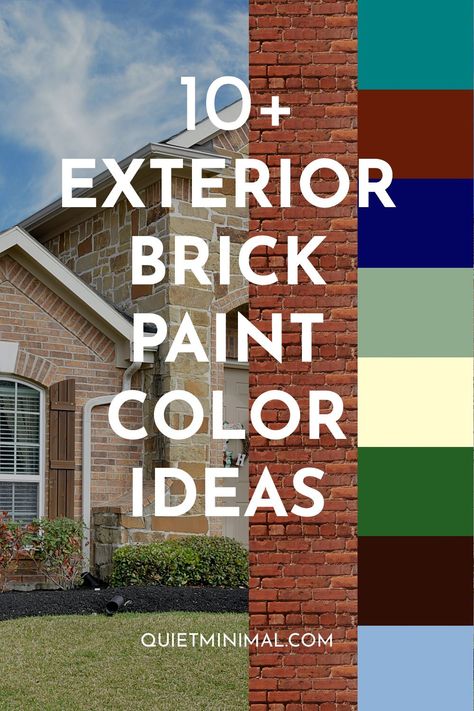 exterior brick and paint color combinations Outside Paint Colors Home Exteriors, Rustic Brick House Exterior, Exterior Brick Paint, Exterior Brick Paint Colors, Brick Exterior Colors Schemes, Brick House Exterior Colors Schemes, Painted Brick Ranch, Outside Paint Colors, Brick Paint Colors