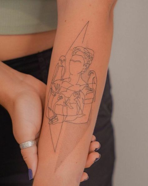 Frida Kahlo Tattoo, Frida Tattoo, Frida Kahlo Tattoos, Archer Tattoo, Tattoo Roma, Any Drawing, Swan Tattoo, Love Yourself Tattoo, One Line Tattoo