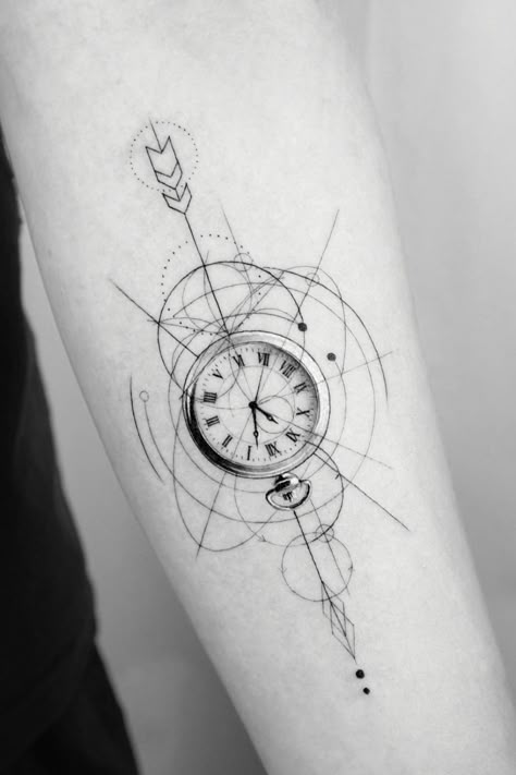 27 Unique Clock Tattoo Design Ideas to Inspire You Clock Tattoo Design Women Leg, Time Related Tattoo Ideas, 3d Clock Tattoo Design, Time Now Tattoo, Clock With Roman Numerals Tattoo, Tattoo Ideas About Time, Time Concept Tattoo, Time Tattoo Ideas For Men, Now Tattoo Clock