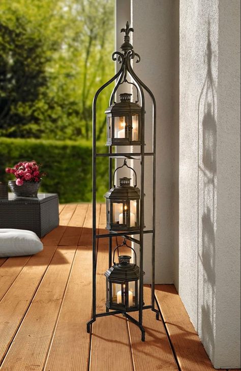 #affiliatelink Floor Standing Tall Candle Lanterns with Foldable Three-Tier Stand for Home Garden Backyard | Decorative Candle Lanterns with Tall Stand - Three-Tier Metal Lantern Stand for Yard Indoor Outdoor Lantern Decor Living, Floor Candle Stands, Floor Lanterns, Metal Candle Lanterns, Floor Lantern, Hanging Candle Lanterns, Lantern Stand, Floor Candle Holders, Floor Candle