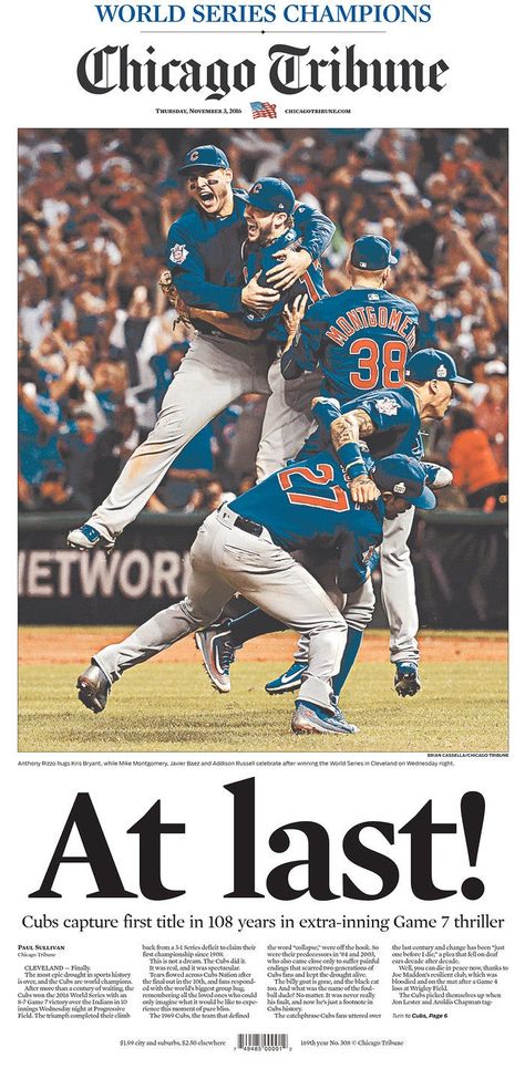 Chicago Cubs World Series newspaper front pages - Business Insider Cubs Wallpaper, Chicago Cubs World Series, Chicago Sports Teams, Chicago Cubs Fans, Cubs Win, Color Formulas, Go Cubs Go, Chicago Cubs Baseball, Cubs Baseball