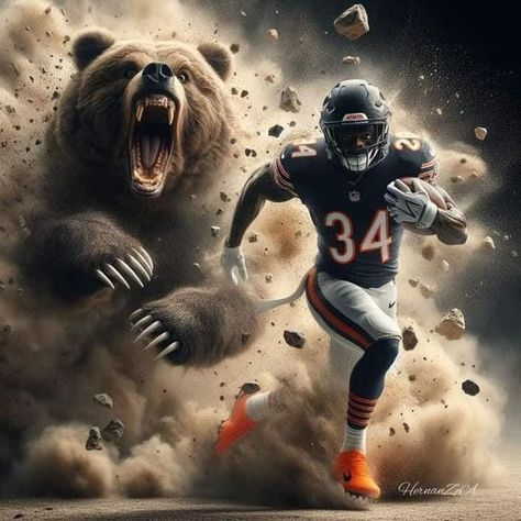 #34 Walter "Sweetness" Peyton, outstanding Chicago Bears running back, a true GOAT team player. Chicago Bears Man Cave, Chicago Bears Wallpaper, Bears Wallpaper, Nfl Bears, Chicago Bears Logo, Nfl Football Pictures, Bears Logo, Chicago Bears Football, Walter Payton