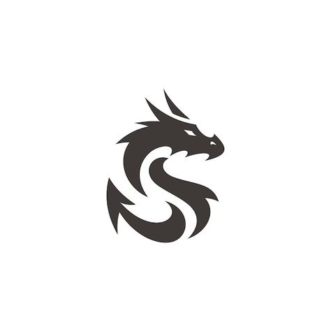 Logotipo de vector de ilustración de dra... | Premium Vector #Freepik #vector #bestia #dragon-chino #logo #ilustraciones-vectoriales Dragon Icon Logo, Dragon Head Silhouette, Dragon Logo Design Ideas, Dragon Illustration Simple, Naga Vector, Dragon Symbol Design, Logo Design Dragon, Logo Tato, Logo Naga