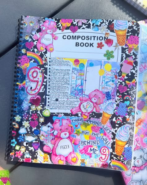 College ruled spiral notebook 8.5 by 11 inches  With composition notebook design and mental health collage  Made to order Decorated School Notebooks, Composition Notebooks Aesthetic, School Notebook Ideas, Amelia's Notebook, Drawing In Notebook, Health Collage, Ideas For Notebooks, Composition Notebook Aesthetic, Messy Journal Aesthetic