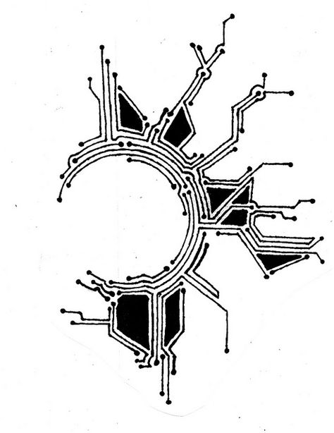 Would be nice on a shoulder or navel. Circuit Tattoo, Design Tatuaje, Tech Tattoo, Cyberpunk Tattoo, Pattern Tattoos, Pola Tato, غلاف الكتاب, Tattoo Templates, Geniale Tattoos