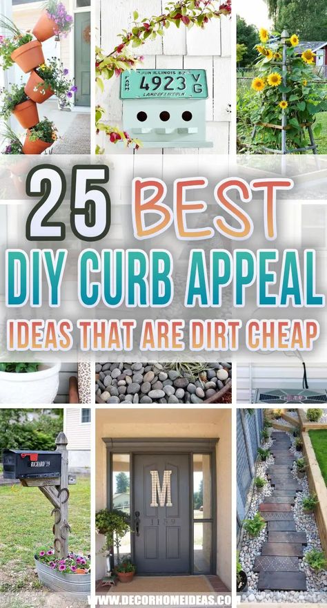 Diy Curb Appeal Ideas, Easy Curb Appeal Ideas, Easy Landscaping Front Yard, Curb Appeal Ideas, Improve Curb Appeal, Front Yards Curb Appeal, Diy Curb Appeal, Cheap Landscaping Ideas, Front Yard Decor