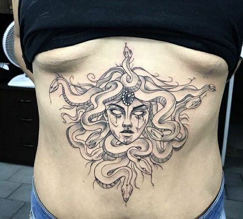 #bodyart #tattoo #art #tattoos #ink #inked #tattooartist #tattooed #tattooart #tattoolife #instatattoo #artist #piercing #inkedup #bodypaint #photooftheday #bodypainting #instagood #instaart #tattooing #tattooist #bodypiercing #body #tat #love #tatted #tatts #makeup #tats #photography Medusa Tattoos, Underboob Tattoo Designs, Stomach Tattoos Women, Medusa Tattoo Design, Underboob Tattoo, Tattoo Convention, Medusa Tattoo, Stomach Tattoos, Sternum Tattoo