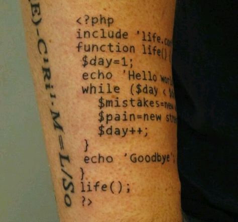 Programmer tattoo Code Tattoos Programming, Programmer Tattoo Ideas, Programming Tattoo Ideas, Programmer Tattoo, Tattoo Codes, Computer Tattoo, Technology Tattoo, Chip Tattoo, Tech Tattoo