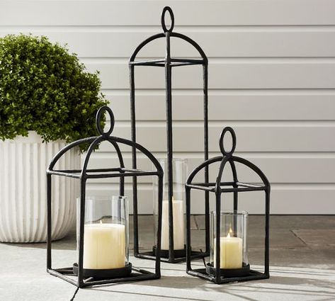 Candle Holders, Votives Candles & Candlesticks | Pottery Barn Mini Lanterns, Large Lanterns, Small Lanterns, Lantern String Lights, Outdoor Lantern, Iron Lanterns, Outdoor Candles, Selling Candles, Metal Lanterns