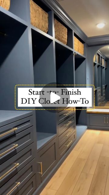 Stephen Kelk on Instagram: "✨Primary Closet | Complete Project Build ✨  Start to finish of our primary closet built out, we did this ourselves and made this 90 sec video to show you the process and that you can do something just like this!  🎥@betterhalf_builds   #DIY #Renovation #Project #Flip #DoltYourself #NewBuild #Upgrade #Closet #interiordesign #renovate #diycloset #husbandandwife #closetdesign #luxury #luxurycloset" How To Build A Custom Closet, Closet Into Makeup Vanity, Small Closet Remodel Diy, Building Closet Organizers, Rachel Parcell Closet, Long Master Closet Layout, Small Closet Cabinet Ideas, Long Master Closet, Large Master Closet Ideas Walk In