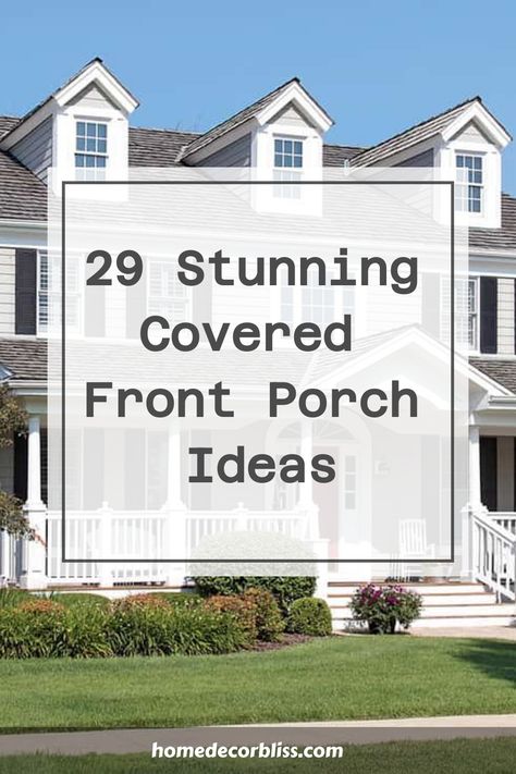 Discover 29 picturesque covered front porch ideas to elevate your home's curb appeal and create a welcoming entrance. From charming swing chairs to cozy outdoor rugs, find inspiration for transforming your outdoor space into a relaxing oasis. Whether you prefer a rustic farmhouse look or a modern aesthetic, these stunning porch designs will inspire you to upgrade your own entryway. Explore various styles, color schemes, and decor elements that will make your front porch the envy of the neighborhood. Covered Front Porch Ideas, Modern Front Porch Decor, Front Porch Chairs, Front Porch Remodel, Modern Farmhouse Porch, Country Front Porches, Modern Front Porches, Covered Front Porch, Rustic Front Porch