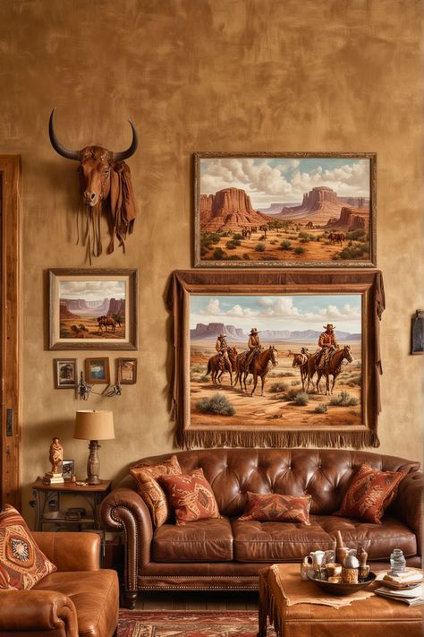 25 Western Boho Living Room Ideas – The Crafty Hacks Country Western Home Decor Ideas, Southwestern Dining Room Decor, Brown Leather Couch Living Room Western, Cowboy Style House, Ranch Room Ideas, Coffee Table Decor Western, Native American Living Room Ideas, Urban Cowboy Decor, Neutral Western Home Decor