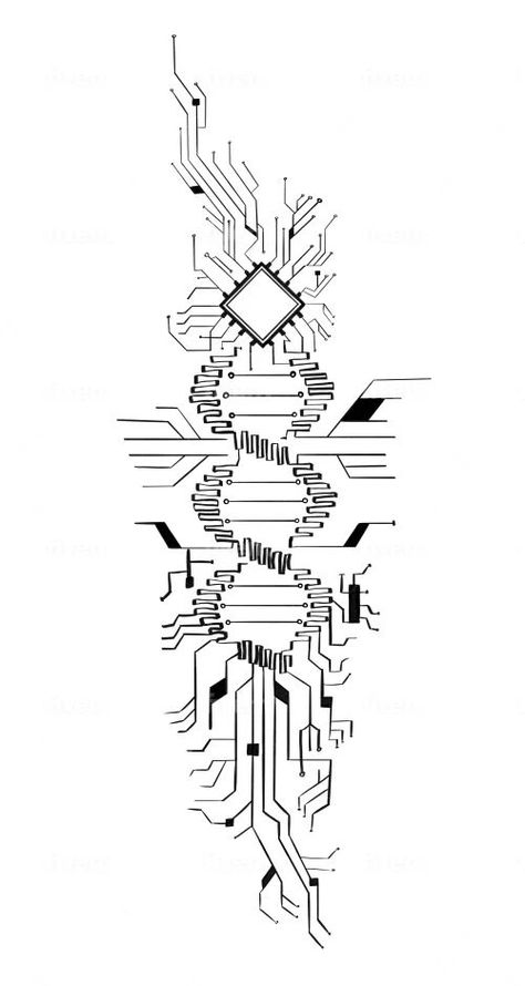 Computer Tattoo, Circuit Tattoo, Electronic Tattoo, Tech Tattoo, Black And White Tattoo, Cyberpunk Tattoo, Dna Tattoo, Minimalistic Tattoo, Pola Tato