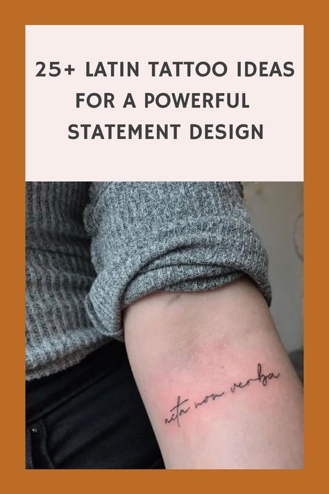 Find your next powerful statement tattoo design with these 25+ Latin tattoo ideas. Express yourself with timeless phrases and words in Latin that hold deep meaning. #LatinTattoo #TattooIdeas #InkInspiration Latin Tattoo Ideas, Latin Quote Tattoos For Women, Latin Word Tattoos, Beautiful Latin Words, Words In Latin, Loved Ones Tattoos, Latin Phrase Tattoos, Spanish Quotes Tattoos, Statement Tattoo