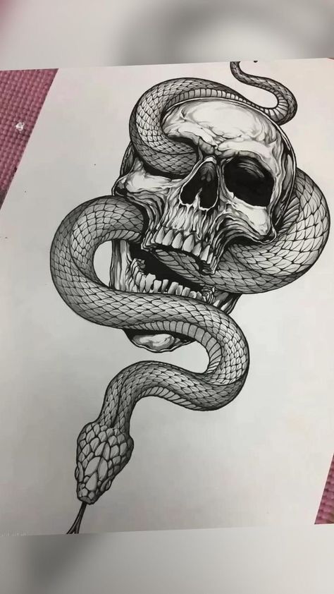 Gotik Tattoo, Tato Salib, Snake Drawing, Desen Realist, Drawing Hands, Snake Tattoo Design, Tattoo Zeichnungen, Instagram Drawing, Tato Lengan