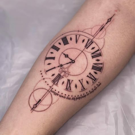 Clock Tattoo Ideas Midnight Clock Tattoo, Tattoo Ideas About Time, Pocket Clock Tattoo Design, Watch Tattoo Men, Stop Watch Tattoo For Women, Geometric Clock Tattoo, Tattoo Clock Design, Minimalist Clock Tattoo, Time Tattoos For Men