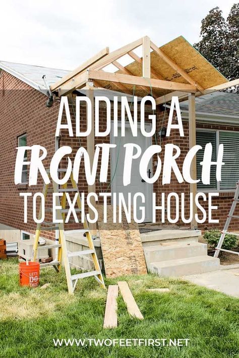 Decorated Shed Exterior, How To Build A Front Porch Roof, Diy Porch Roof Easy, Add On Entryway Entrance Exterior, Pergola In The Front Of The House, Rolled Roofing Home, Portico Front Porch, Covered Walkways Architecture, Front Porch Renovation Before And After