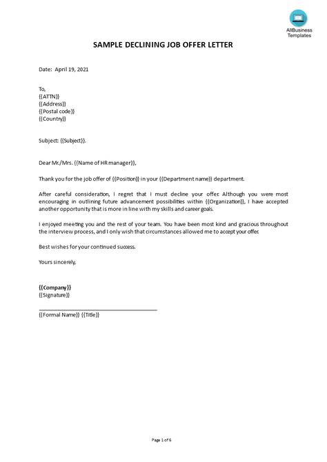 How to create a Job Offer Decline Letter? Download this Job Offer Decline Letter template now! Declining A Job Offer Letter, How To Politely Decline A Job Offer, Decline Job Offer Email, How To Decline A Job Offer, Job Offer Letter, Business Communication Skills, Offer Letter, Interview Advice, Lettering Download