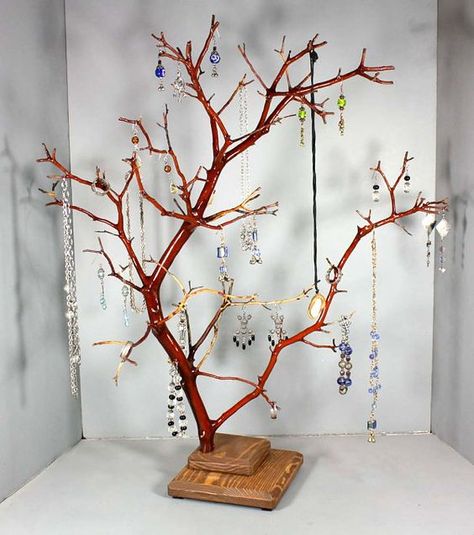 large tree jewelry display | 20 Jewelry Storage Options for a Stylish Display Jewelry Tree Display, Jewelry Tree Stand, Jewelry Storage Diy, Jewerly Displays, Display Furniture, Jewelry Tree, Earring Cards, Jewelry Card, Jewellery Storage