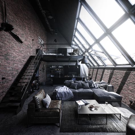 Loft Type, Industrial Loft Design, Loft House Design, Loft Interior Design, Loft Interior, Decor Ikea, Loft Interiors, Loft House, Dream House Rooms