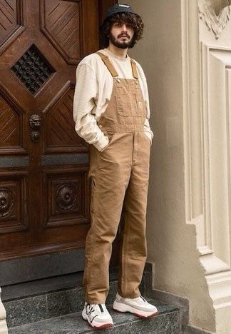 Overalls Outfit Men, Overalls Men Fashion, Brown Overalls, Overall Men, Overalls Outfits, Cream Outfit, Overalls Fashion, Overalls Men, Mens Overalls