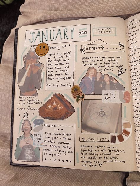 recap of my january 2023 monthly recap/january/2023/journal page/inspiration/collage/pictures/notebook/hobby/crafty Months Scrapbook Ideas, Diary Monthly Ideas, Scrapbook Month Page, Picture Notebook Ideas, January Scrapbook Page Ideas, Diary Collage Ideas, Friendship Journal Ideas Pictures, Best Friend Notebook Page Ideas, 2023 Recap Journal