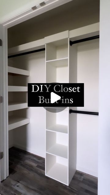 Inbuilt Closet Ideas, Diy Custom Reach In Closet, Diy Closet Build Simple, Inset Closet Ideas, How To Extend A Small Closet, Building Custom Closet, Built In Shelves Closet Organization, Smaller Closet Organization, Closet Organization Layout Ideas