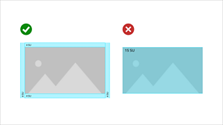 Graphic detailing the correct implementation of spacing units applied to an image.