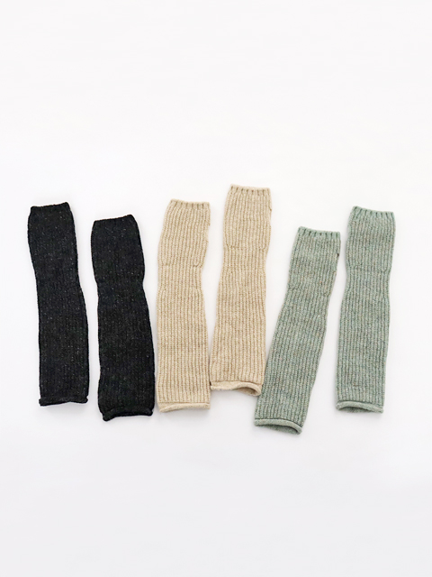 unfil (アンフィル)　superfine lambs & chenille ribbed-knit fingerless gloves (フィンガーレスグローブ)