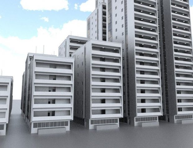 Set di edifici residenziali royalty-free 3d model - Preview no. 6