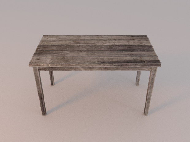 Oude houten tafel royalty-free 3d model - Preview no. 3